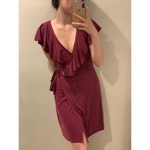 Maroon wrapped dress